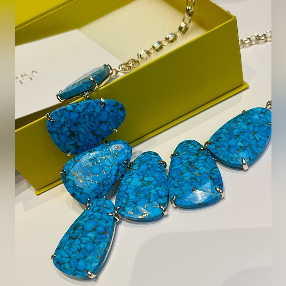 Kendra Scott Harlow Statement Necklace in Bronze Veined Turquoise